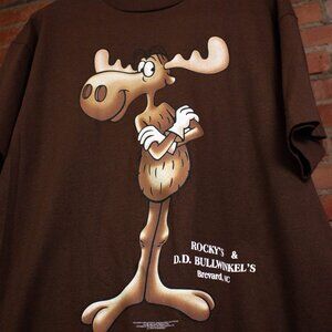 Rocky & Bullwinkle 1998 Graphic T Shirt Brown 251